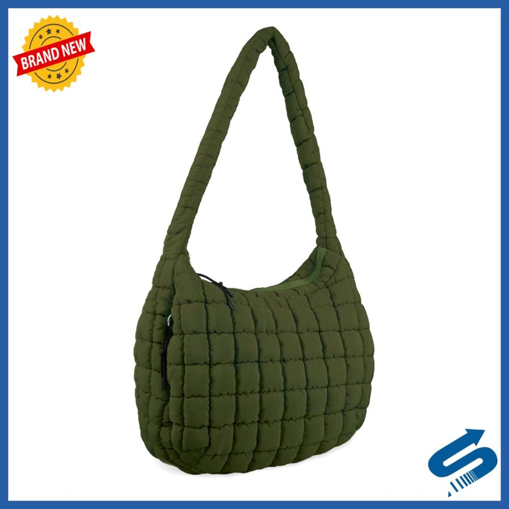 Quilted Puffer Tote Bag Lightweight Nylon Hobo Crossbody Shoulder Carryall